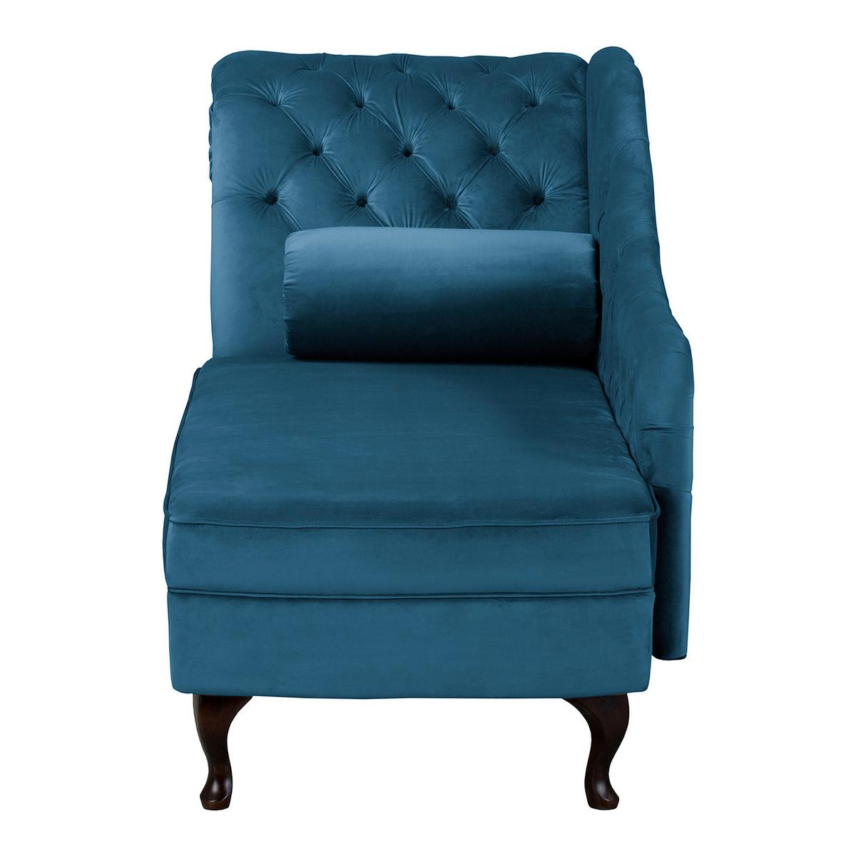 Récamiere Pako Dunkelblau B: 185cm - Braun/Dunkelblau, Design, Textil (185/93/75cm) - Livetastic