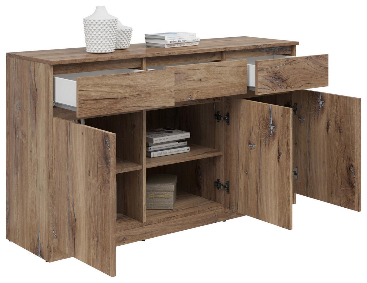 Kommode B: 135 cm Saturn Flagstaff Oak Dekor - Eichefarben, KONVENTIONELL, Holzwerkstoff (135/81/42cm)