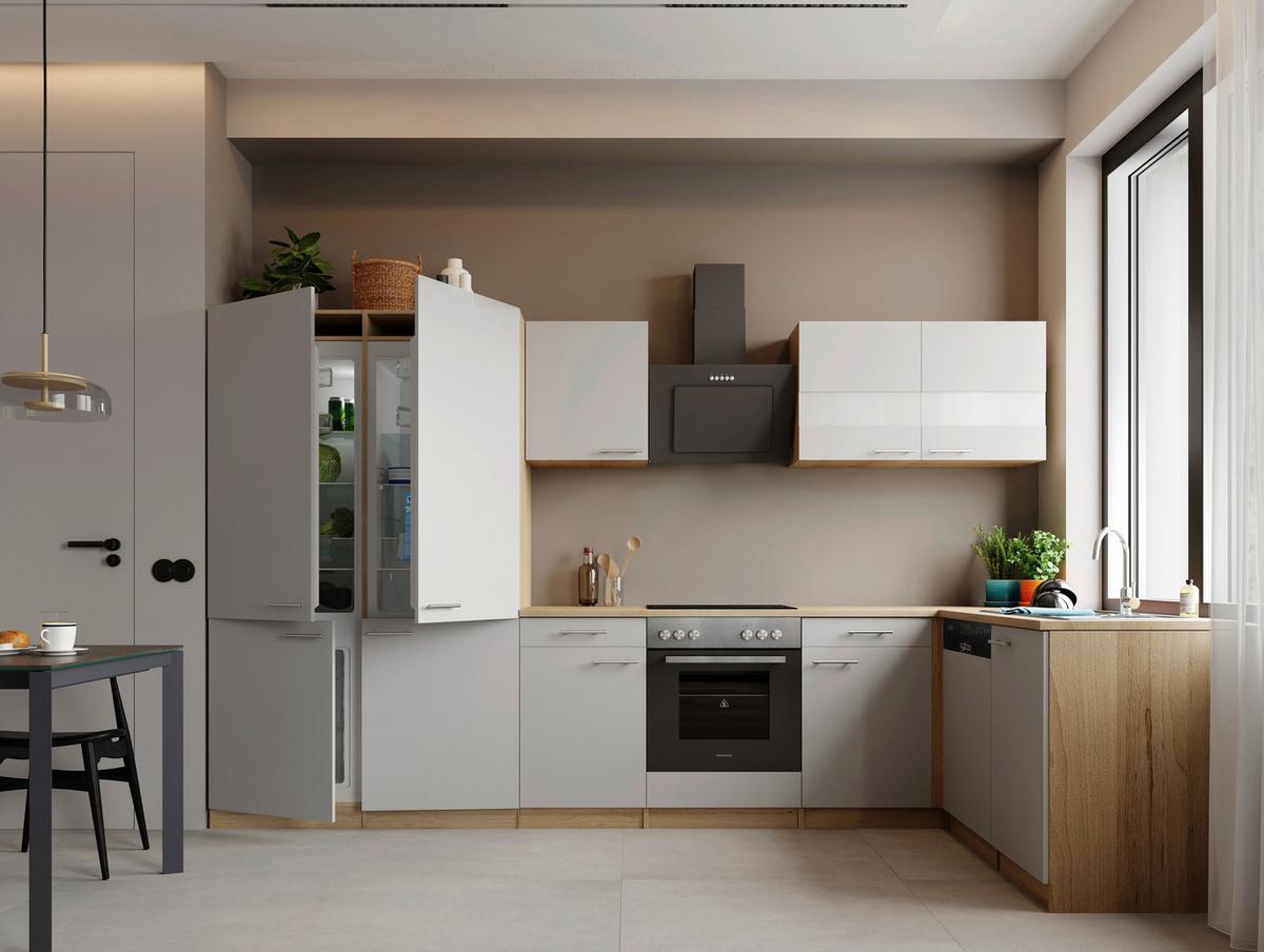 ECKKÜCHE Merle, Weiß S: 340x172 cm - Eichefarben/Weiß, Trend, Holzwerkstoff (340/172cm) - Respekta