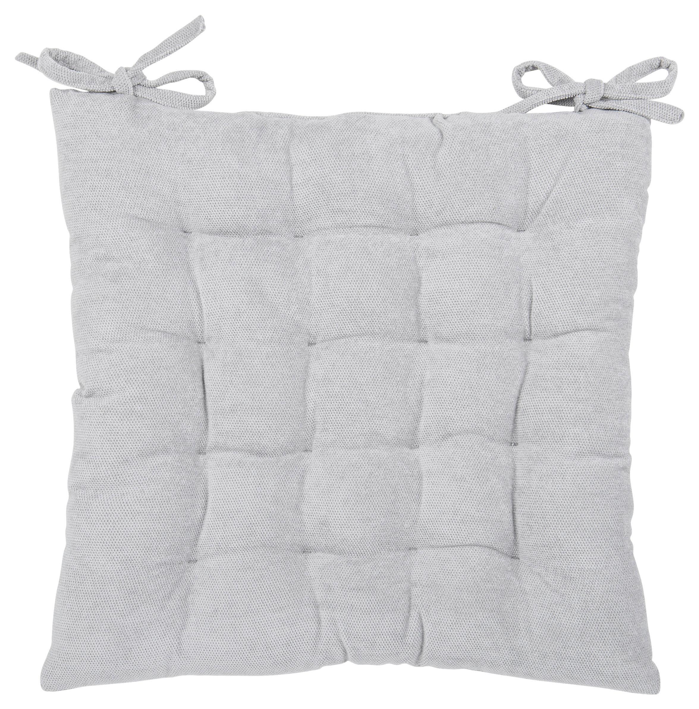 Sitzkissen Campino Silberfarben 40x40cm Polyester - Silberfarben, MODERN, Textil (40/40/4cm) - Luca Bessoni