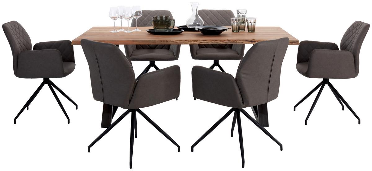 Esstisch mit Massivholz-Platte Calabria 180x100 cm Akazie - Schwarz/Akaziefarben, MODERN, Holz/Metall (180/78/100cm)