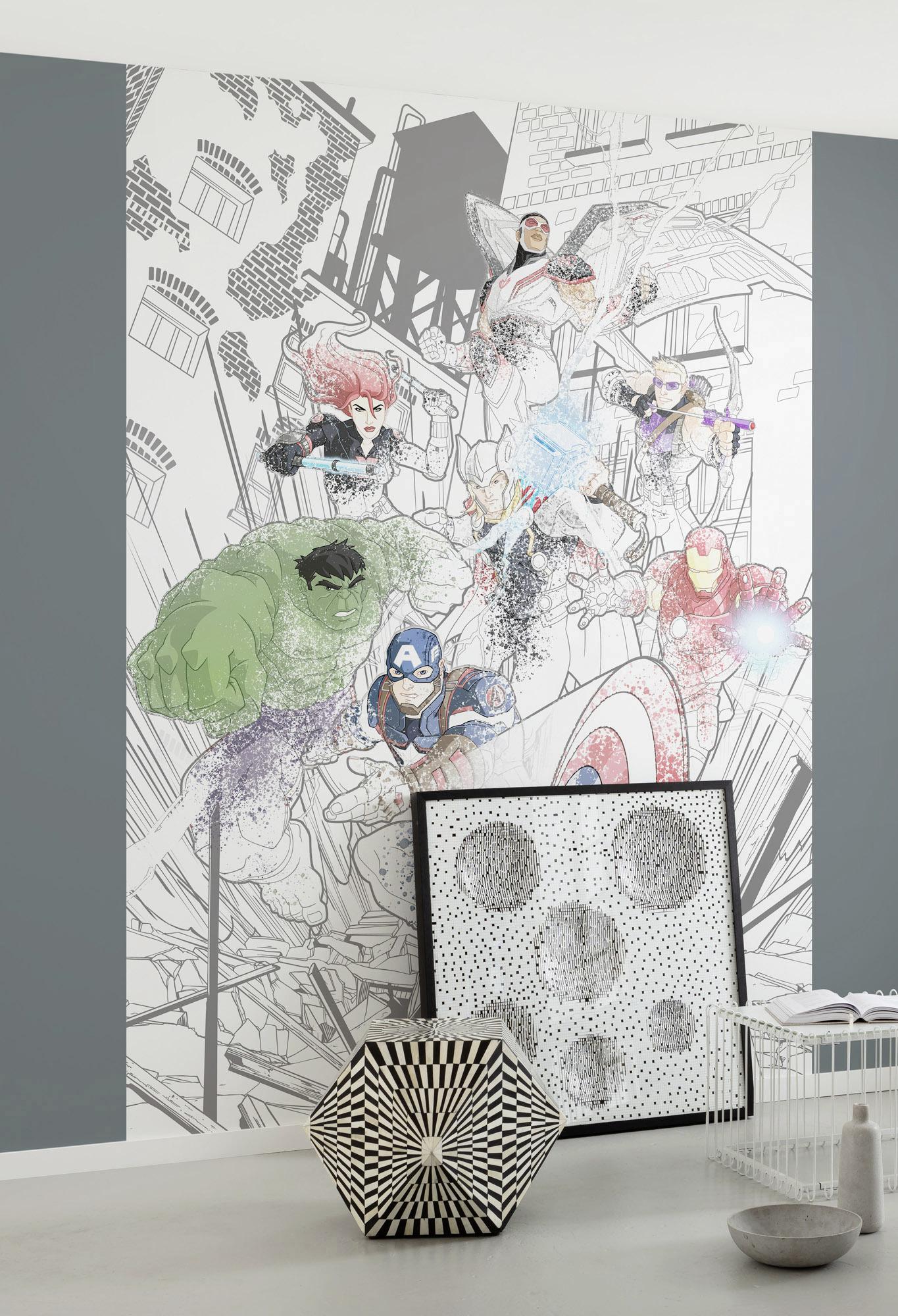Fototapete Avengers Attack - Multicolor, Trend, Textil (200/280cm)
