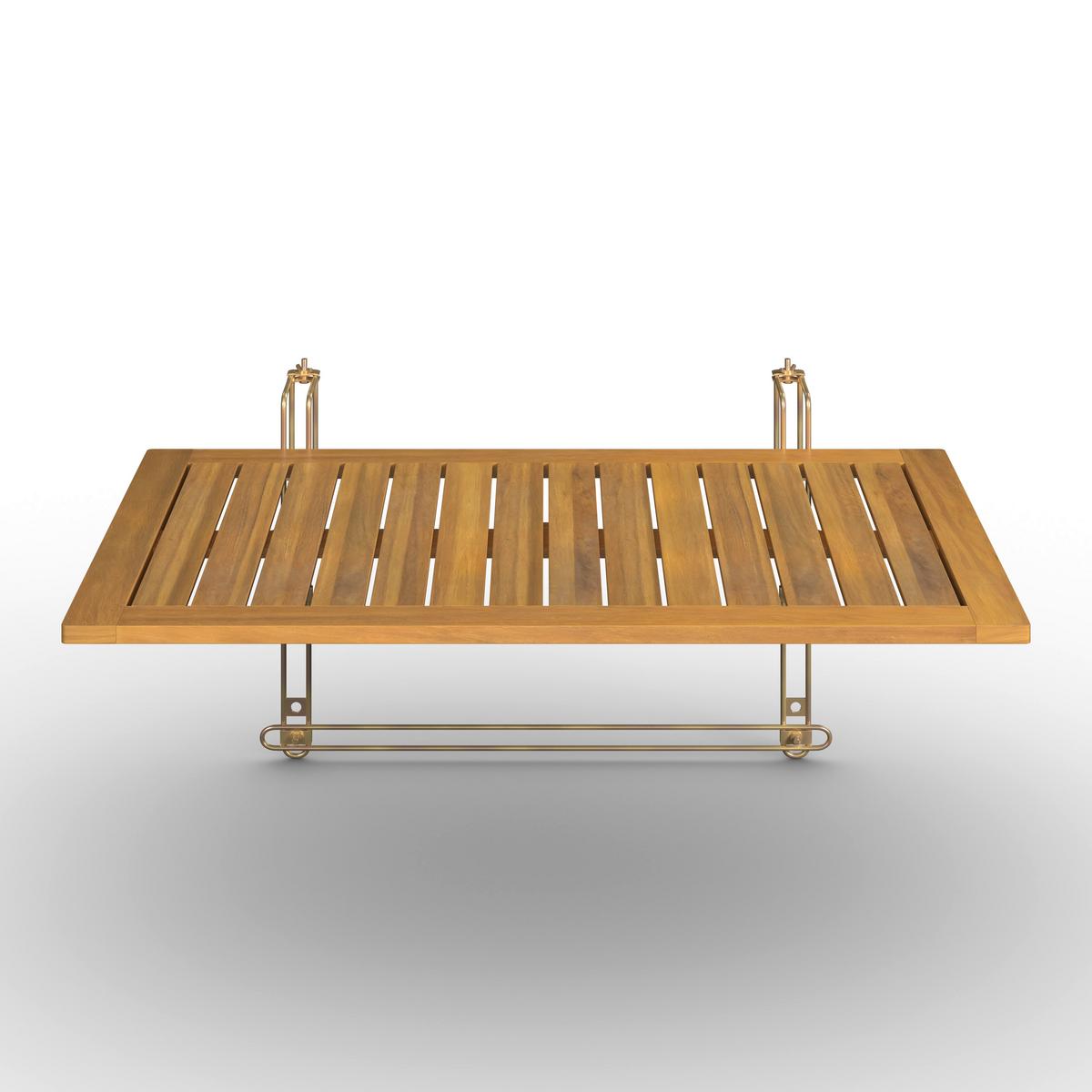 STOLEK NA BALKÓN HELENA - barvy stříbra/barvy akácie, Moderní, kov/dřevo (75/35/45cm) - Bessagi Garden