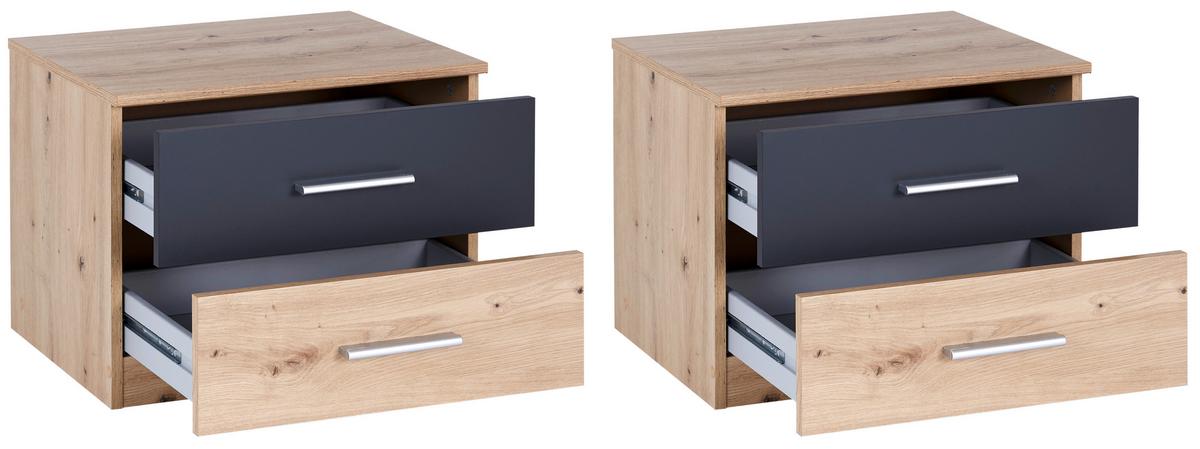 Komplett Hálószoba Szett Katrin *top Ár* - grafitszürke/tölgyfa színű, Konventionell, faalapú anyag - Best Price