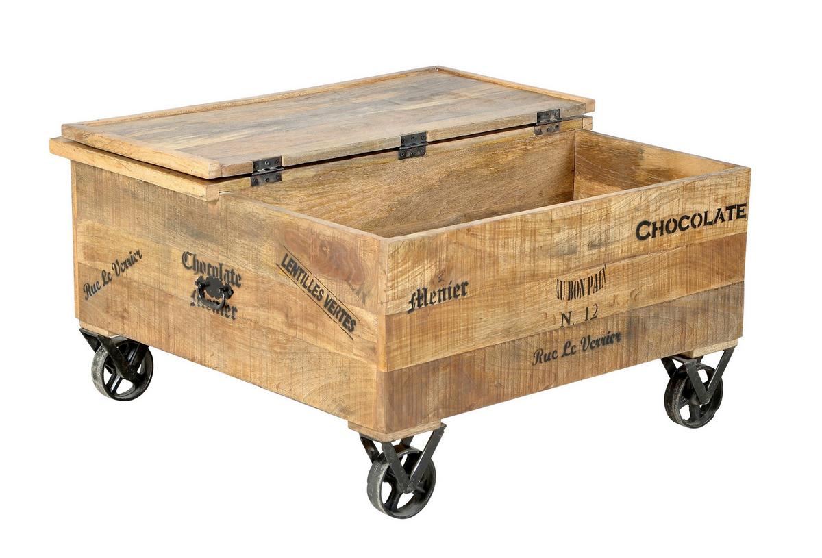 COUCHTISCH Mangoholz B: 90cm - Schwarz/Naturfarben, Design, Holz/Metall (90/90/47cm) - MID.YOU
