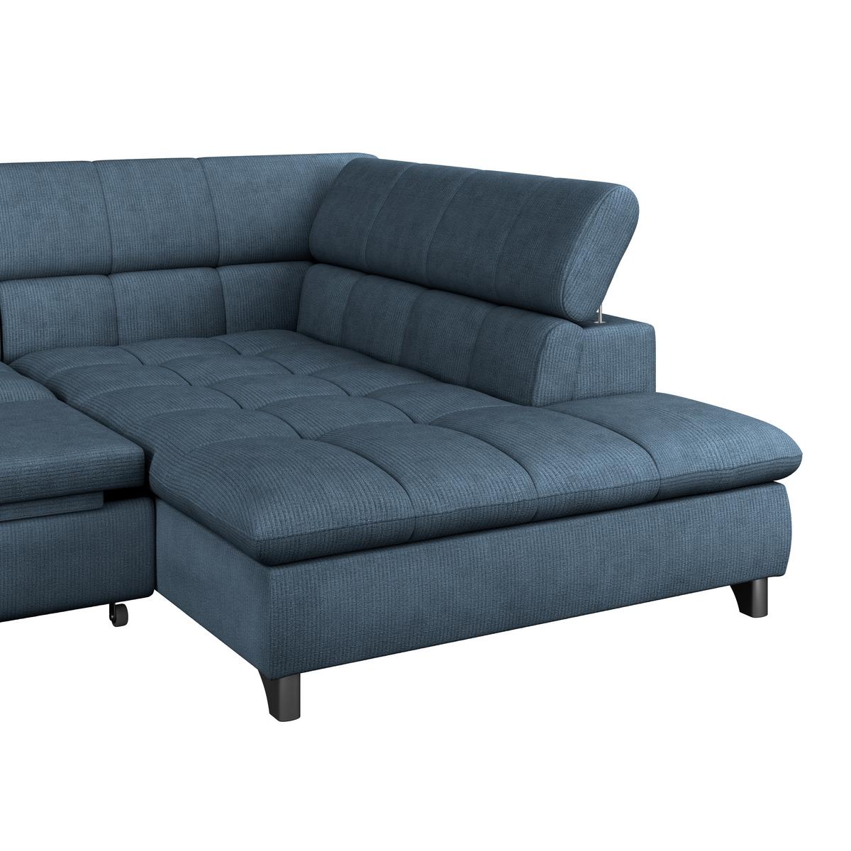 Ecksofa Mit Schlaffunktion Gemini Dunkelblau 312x234 Cm - Chromfarben/Dunkelblau, KONVENTIONELL, Textil (312/234cm)
