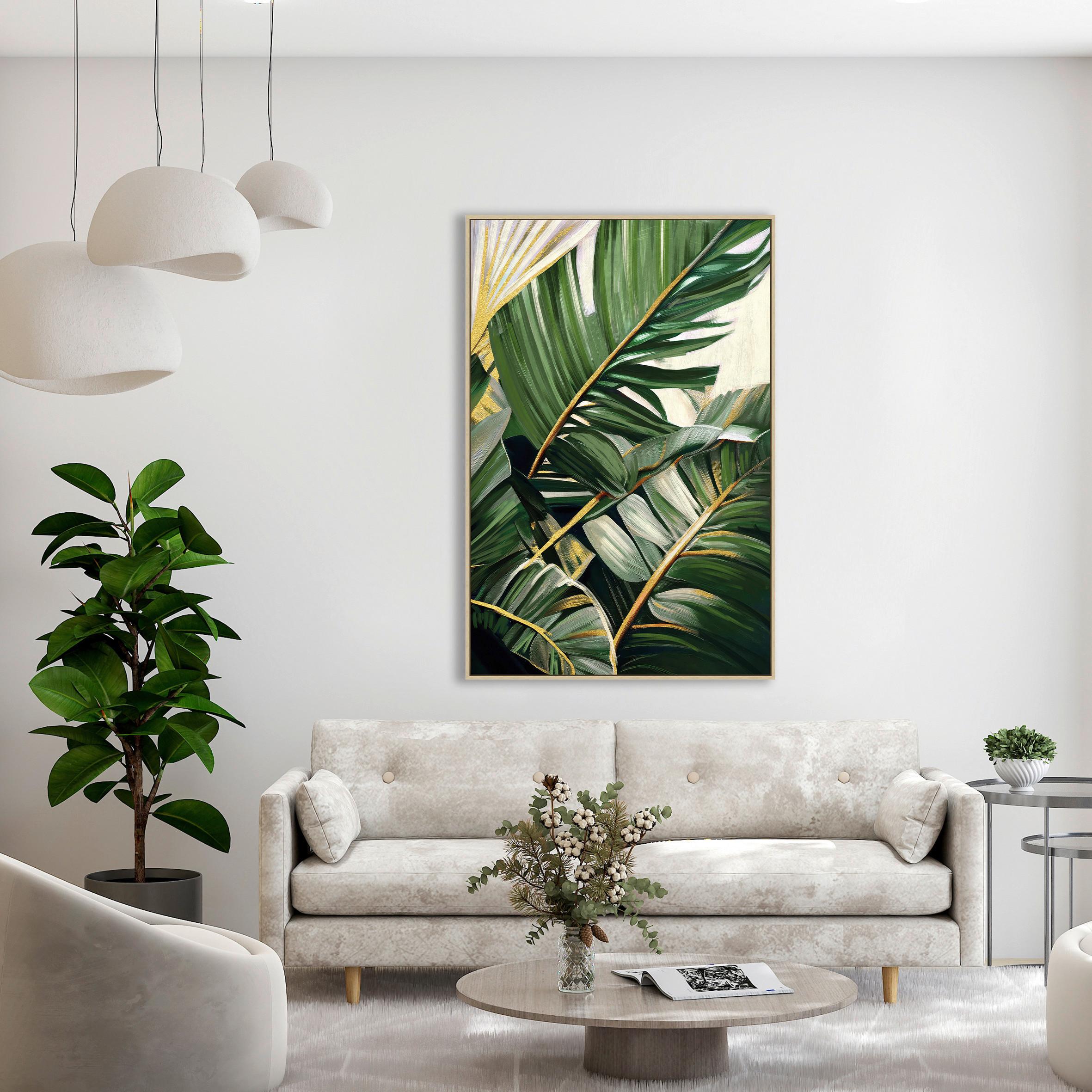 Obraz na plátně LOTTA, 60x90cm - zelená/přírodní barvy, Moderní, kompozitní dřevo/textil (60/90cm) - Premium Living