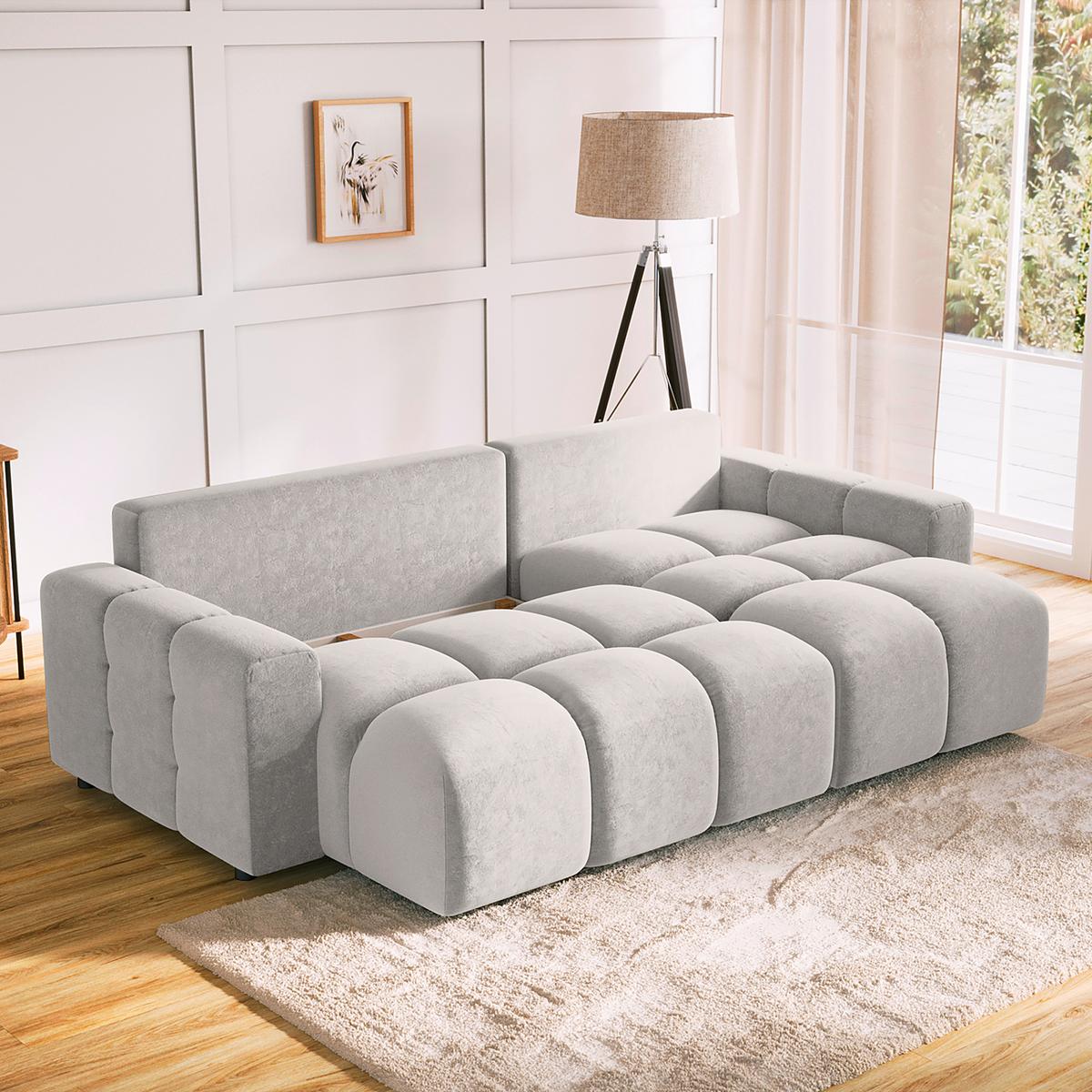 Ecksofa Luki Hellgrau S: 233x142 Cm - Hellgrau/Schwarz, Design, Textil (233/142cm) - Livetastic