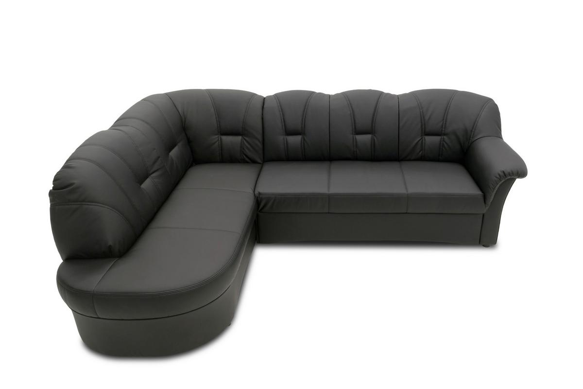 Ecksofa mit Bettfunktion Papenburg Schwarz Lederlook - Schwarz, KONVENTIONELL, Textil (180/243cm) - MID.YOU