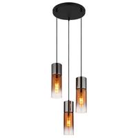 Hängeleuchte 21000-3hg - Klar/Schwarzchrom, Design, Glas/Textil (34/150cm) - Globo