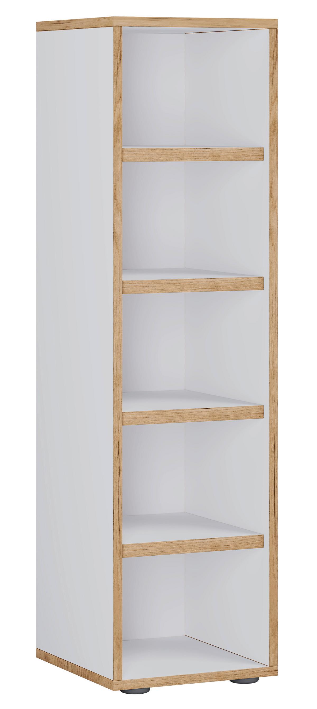 Schuhregal Salia Honigeiche/weiß B: 30 Cm - Honigeiche/Schwarz, Design, Holzwerkstoff (30/110/33cm) - MID.YOU