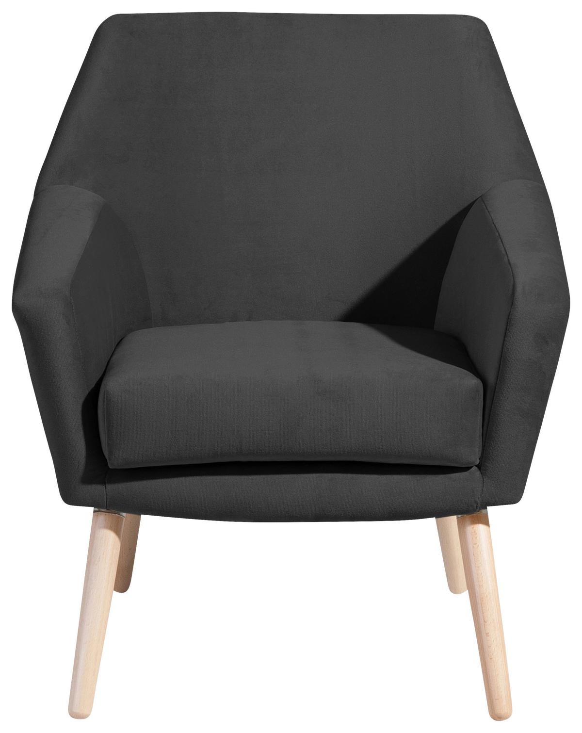 Polstersessel mit Armlehnen Alegro Samt Anthrazit - Anthrazit/Buchefarben, Design, Textil (67/81/71cm) - Max Winzer