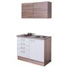 Minikuchyňa SAMOA,šírka 100 cm vrátane drezu a varnej dosky - biela/dub sonoma, Modern, kompozitné drevo/plast (100cm) - FlexWell