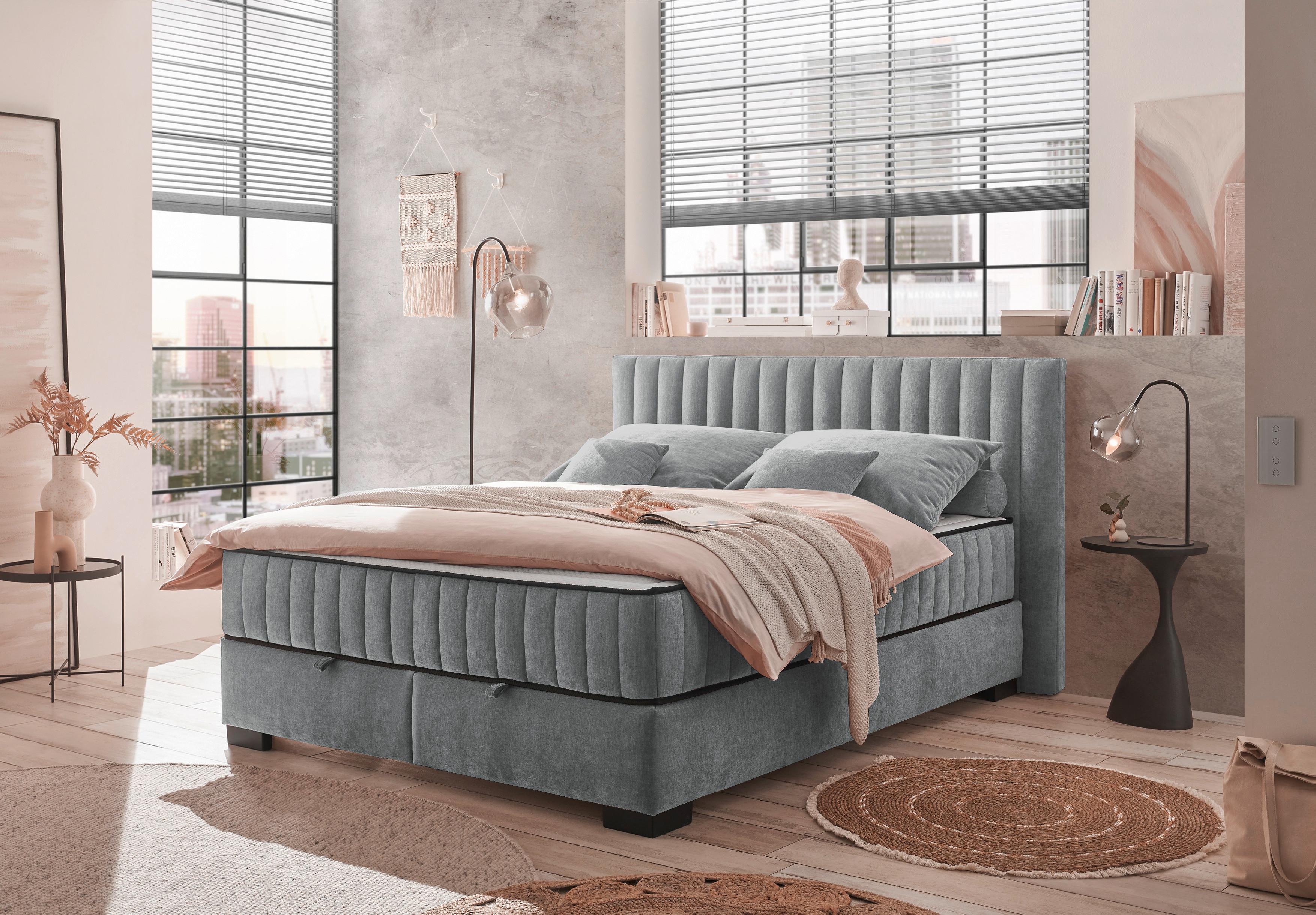 Boxbett Nagol C - Anthrazit/Schwarz, MODERN, Holzwerkstoff/Textil (160/200cm) - MID.YOU