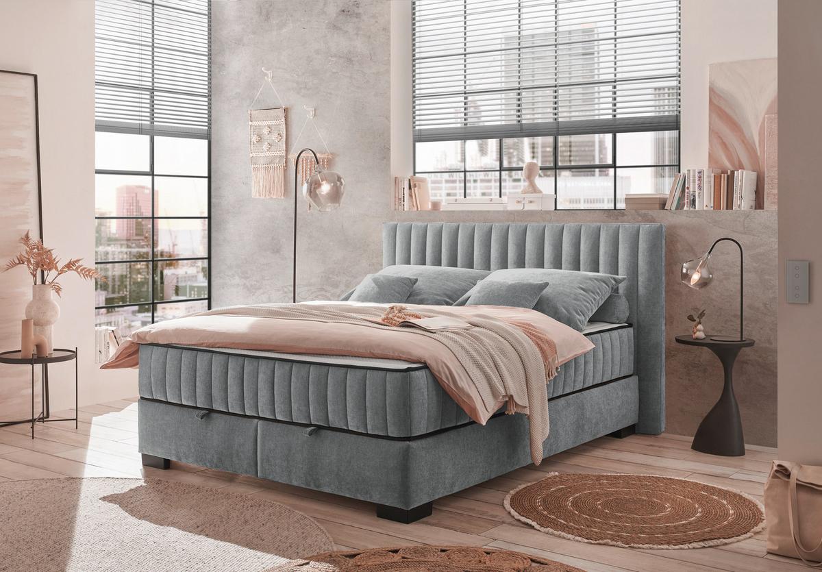 Boxbett Nagol C - Anthrazit/Schwarz, MODERN, Holzwerkstoff/Textil (160/200cm) - MID.YOU