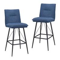 Sada barových židlí BORIS modrá 2ks - modrá/černá, Moderní, kov/dřevo (44/107/56cm) - Bessagi Home