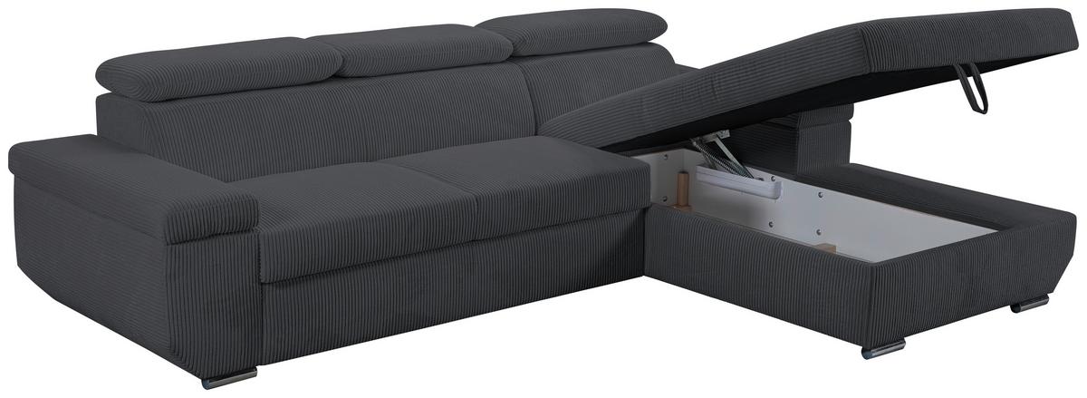 Sofa Lars Dunkelgrau, Lf: 146x240 Cm - Chromfarben/Anthrazit, Design, Textil (268/189cm) - Livetastic