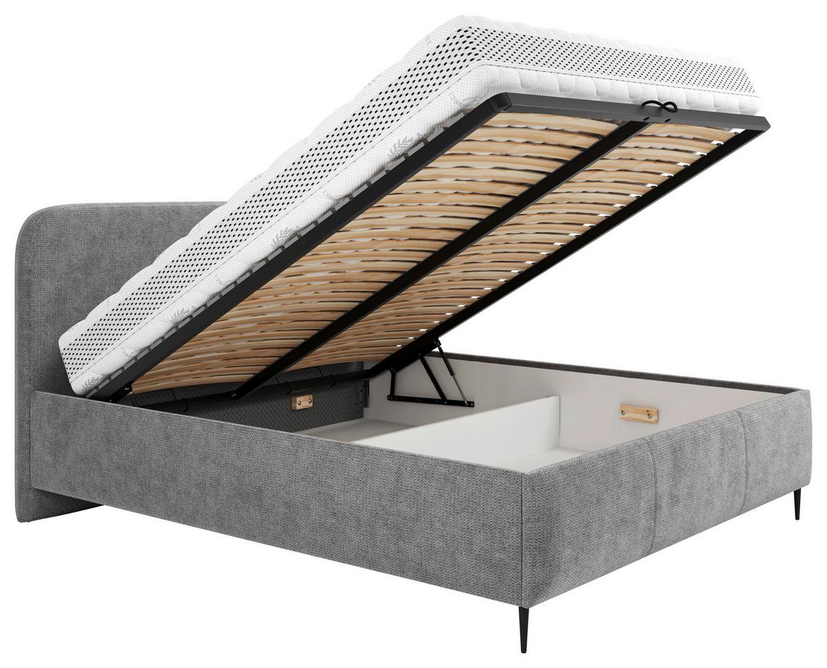 Polsterbett mit Lattenrost 180x200 cm Bendi II Graphit - Graphitfarben/Schwarz, MODERN, Holz/Holzwerkstoff (180/200cm) - MID.YOU