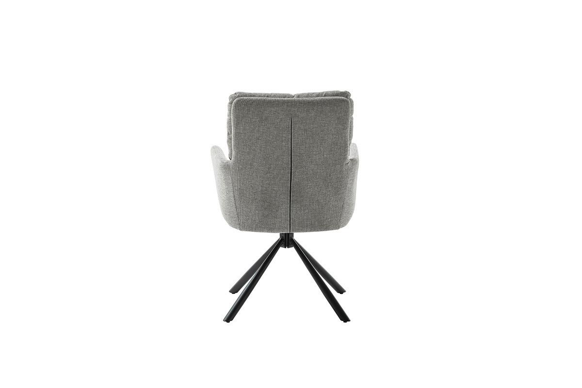 Armlehnstuhl Utica Chenille Grau 180° Drehbar - Schwarz/Grau, KONVENTIONELL, Textil/Metall (60/92/67cm)