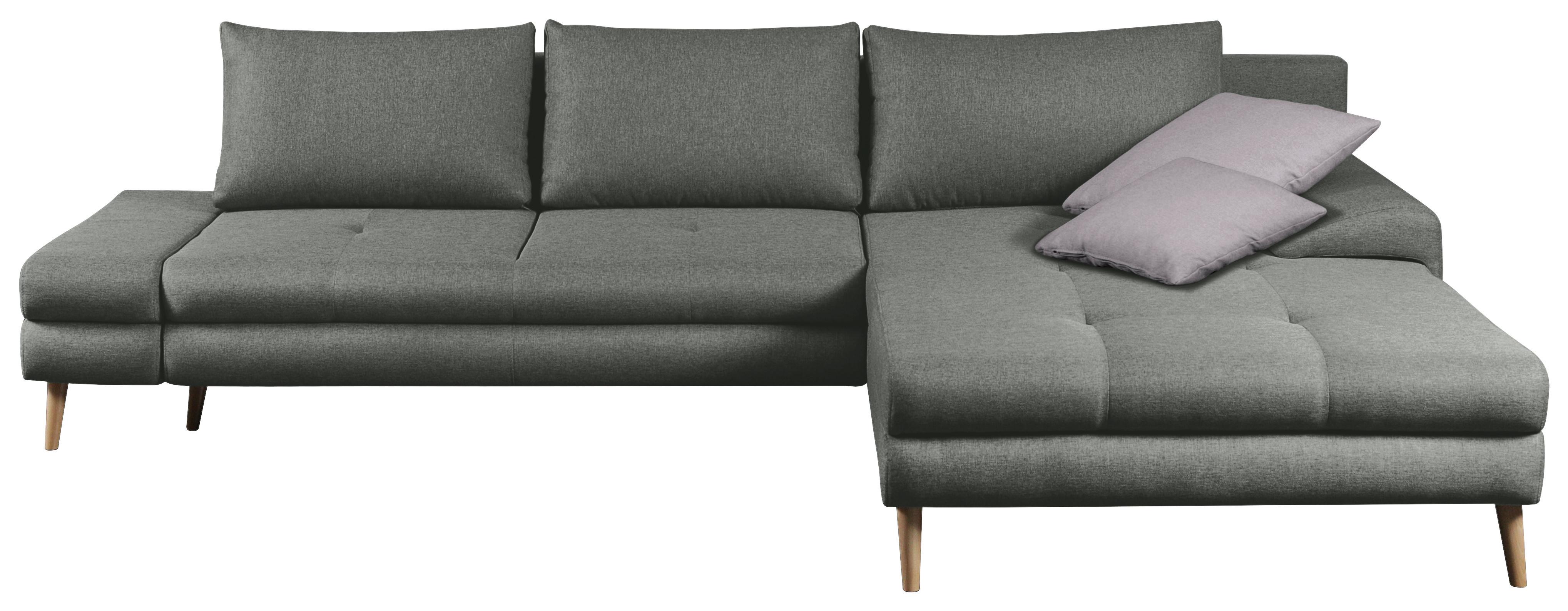 Ecksofa Mit Schlaffunktion & Bettkasten Floby Grau - Erlefarben/Hellgrau, Trend, Textil (313/215cm) - MID.YOU