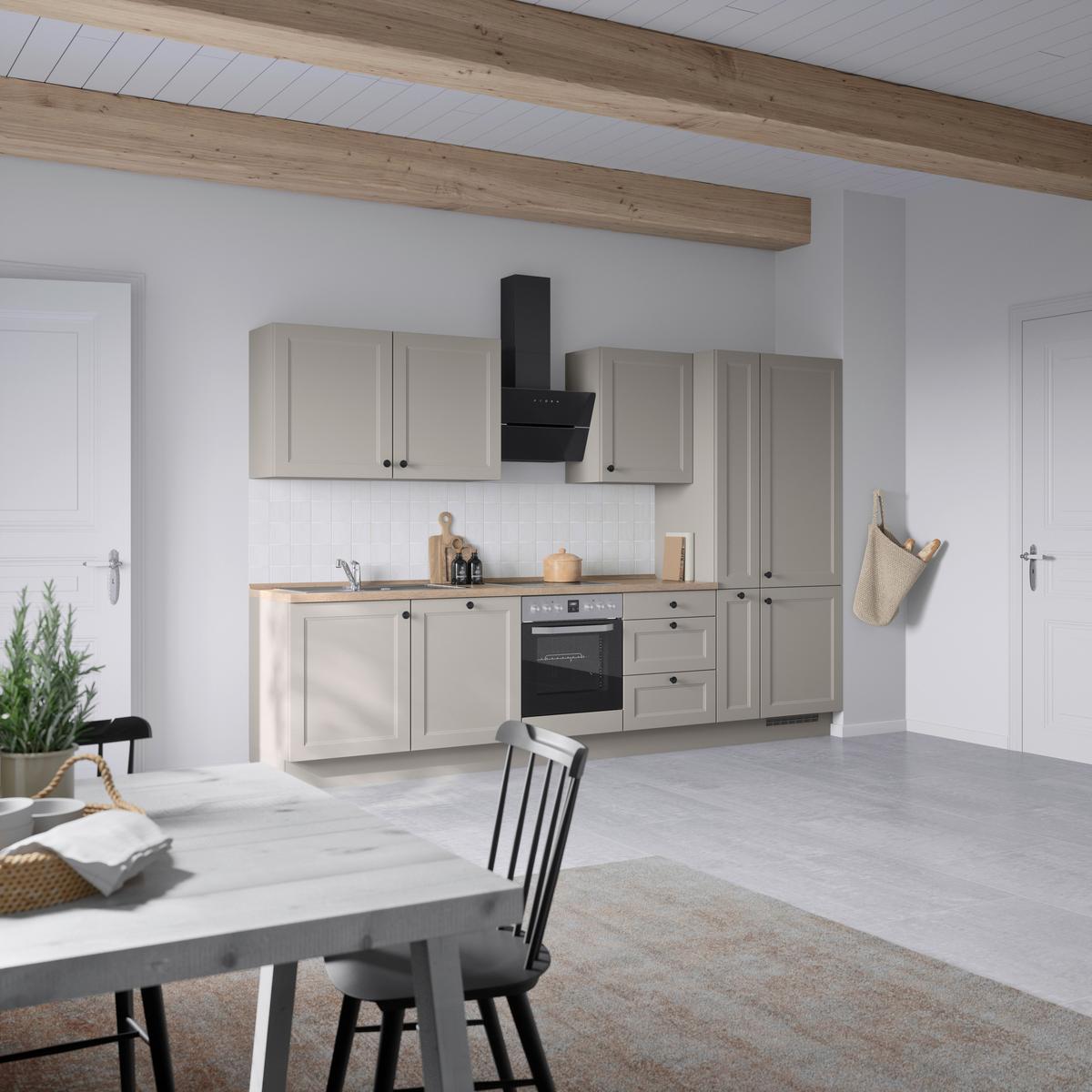 Kuchyňská linka 330 cm, kamenná sivá supermatná - šedá/černá, Moderní, kov/kompozitní dřevo (330cm) - Nobilia
