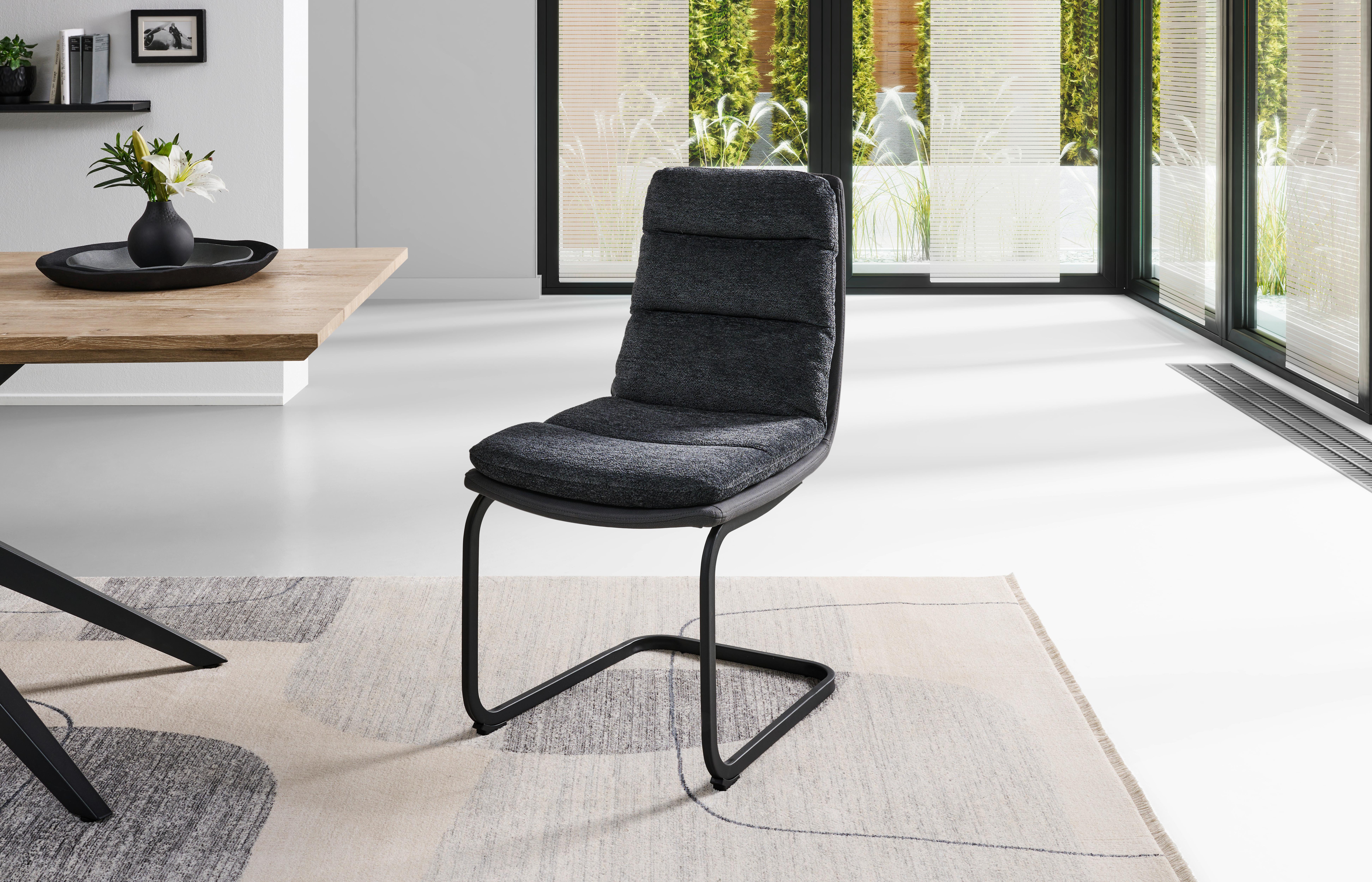 Schwingstuhl Grando - Anthrazit/Schwarz, MODERN, Textil/Metall (45/91.5/62cm) - Livetastic