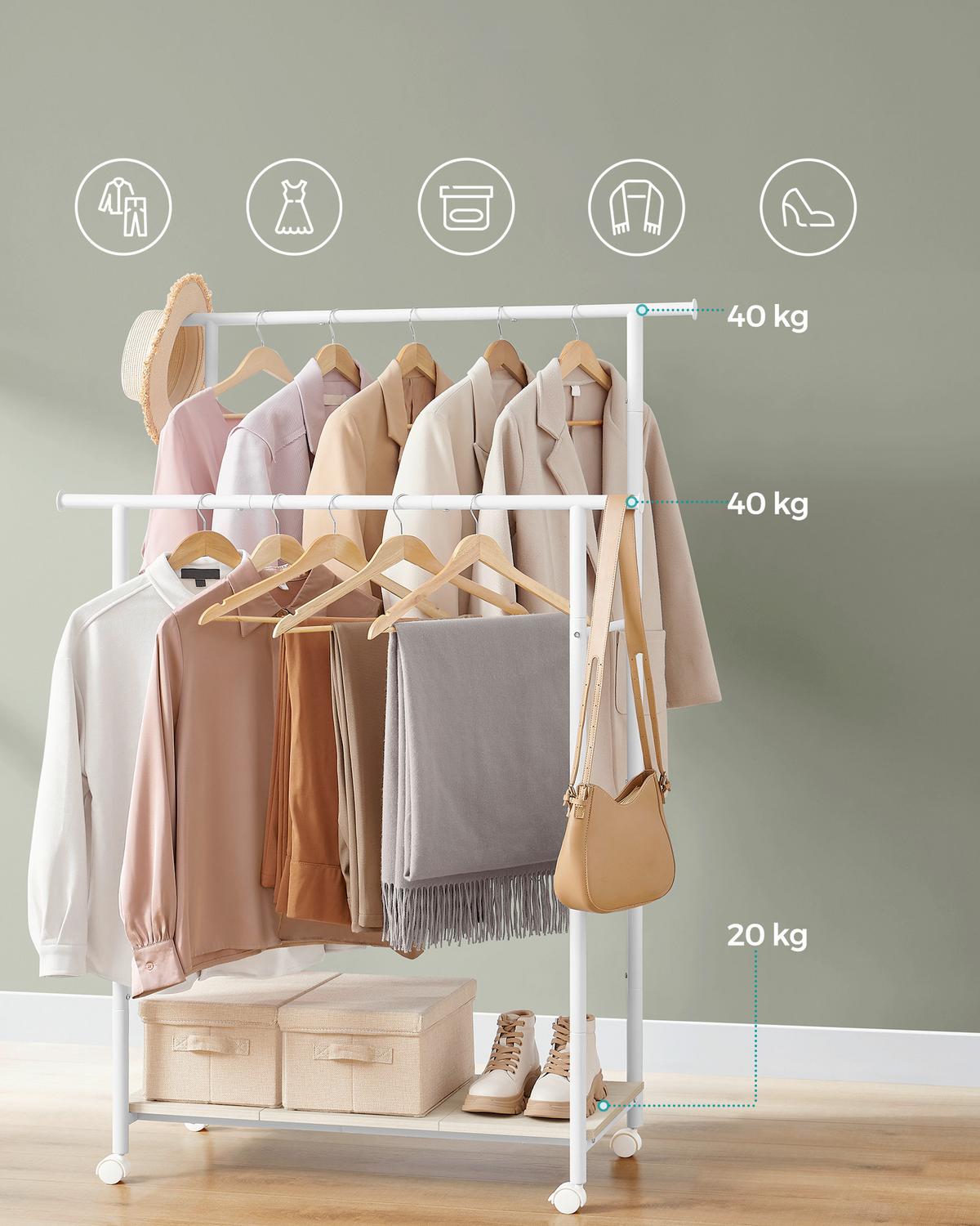 Kleiderwagen Naturfarben/weiß B: 98,5 Cm - Naturfarben/Weiß, Basics, Holzwerkstoff/Kunststoff (98,5/156,8/39,6cm)