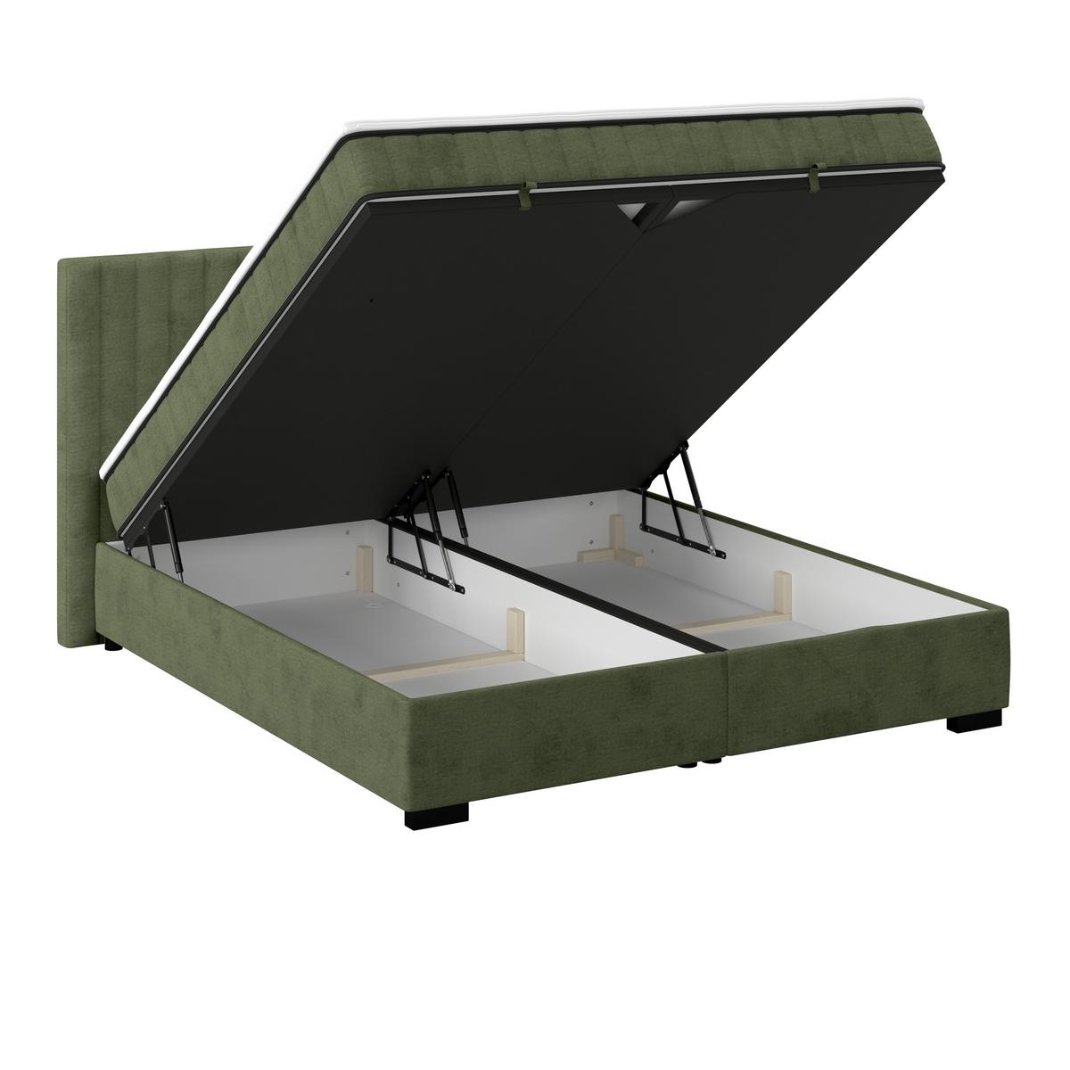 Boxbett Maya 200 - Schwarz/Olivgrün, MODERN, Holz/Holzwerkstoff (200/200cm)