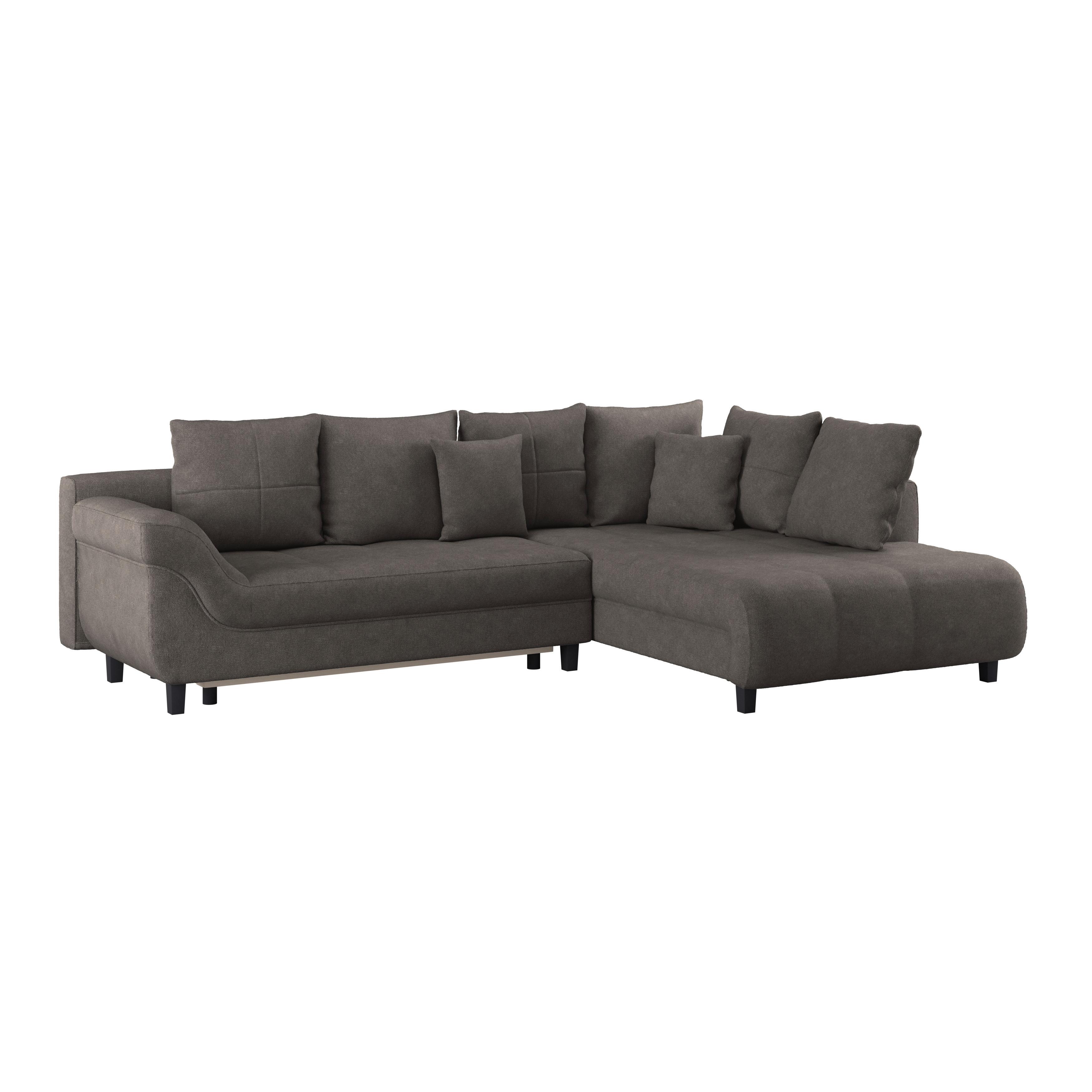 Ecksofa Mendoza - Graubraun/Schwarz, Design, Textil (309/197cm) - Ondega