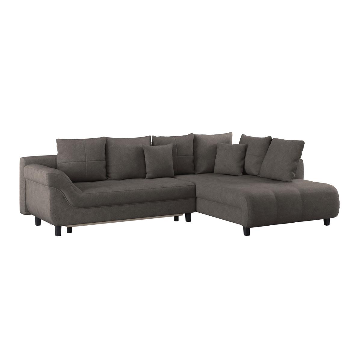 Ecksofa Mendoza - Graubraun/Schwarz, Design, Textil (309/197cm) - Ondega