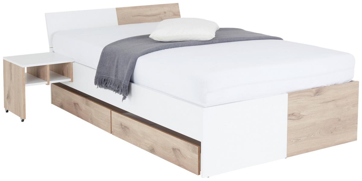 Éjjeliszekrény Alex - tölgyfa színű/fehér, Konventionell, faalapú anyag (40/43/40cm)