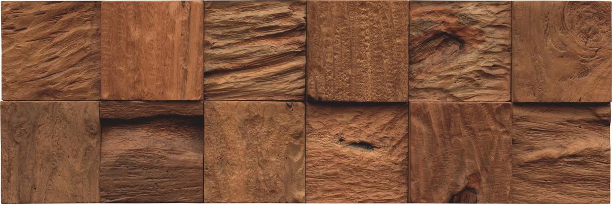 Wandverkleidung Teak Classic Cube Natur - Braun, Basics, Holz (55.2/18.4/2cm)