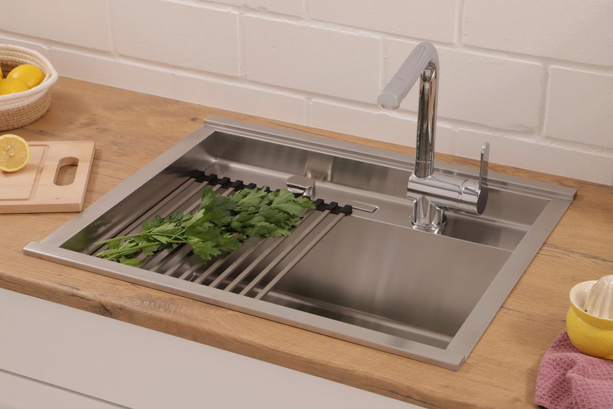 Spüle California Edelstahl 62x24,5 cm - Edelstahlfarben, Basics, Metall (62/24,5/50cm) - Respekta