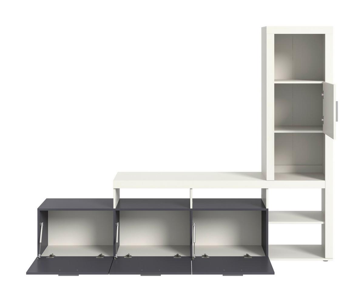 Obývacia stena JACKY - biela/antracitová, Modern, kompozitné drevo/plast (230/184/37cm) - Mömax