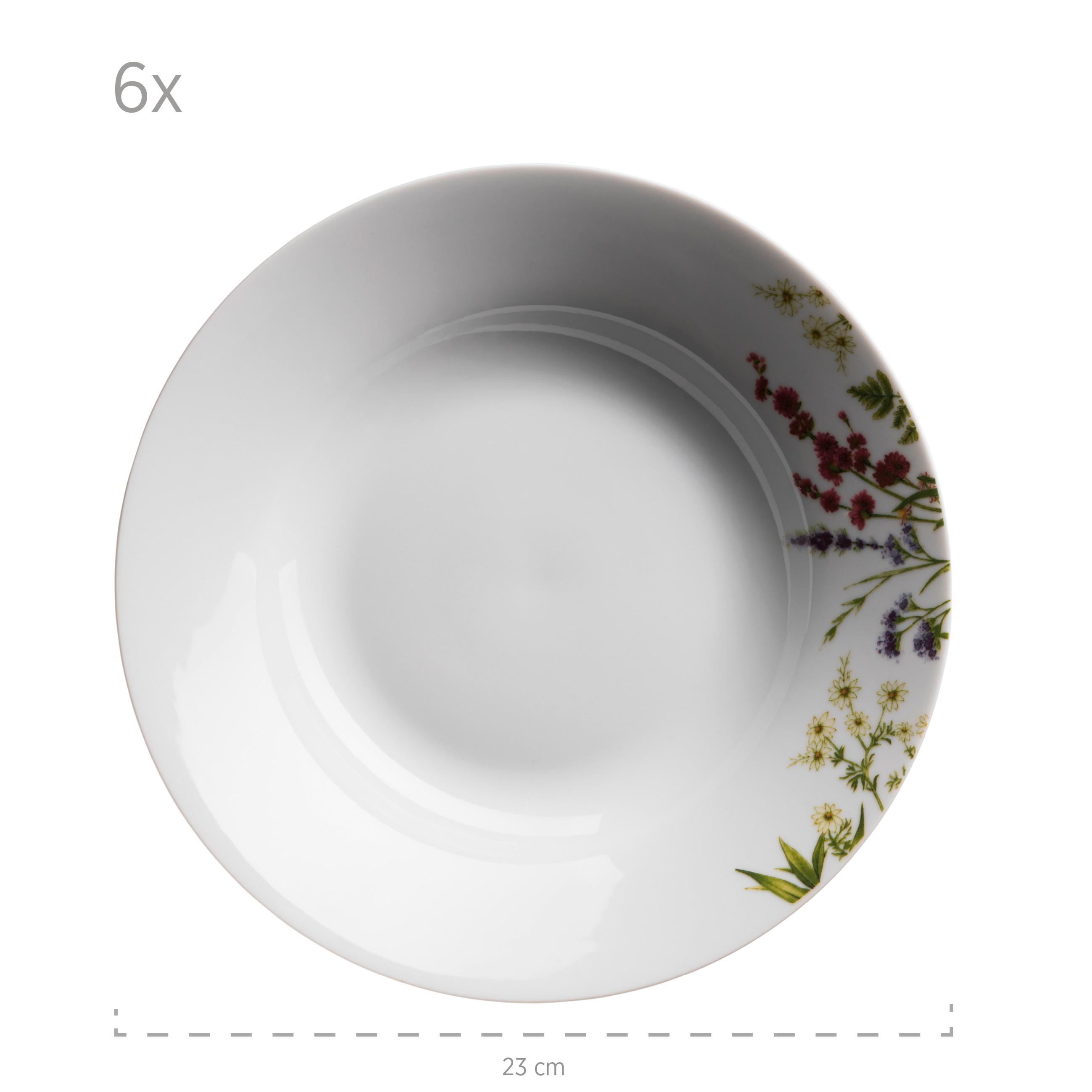 Tafelservice Herbal Garden 6 Personen 18-Teilig Weiß - Weiß, Basics, Keramik - Mäser