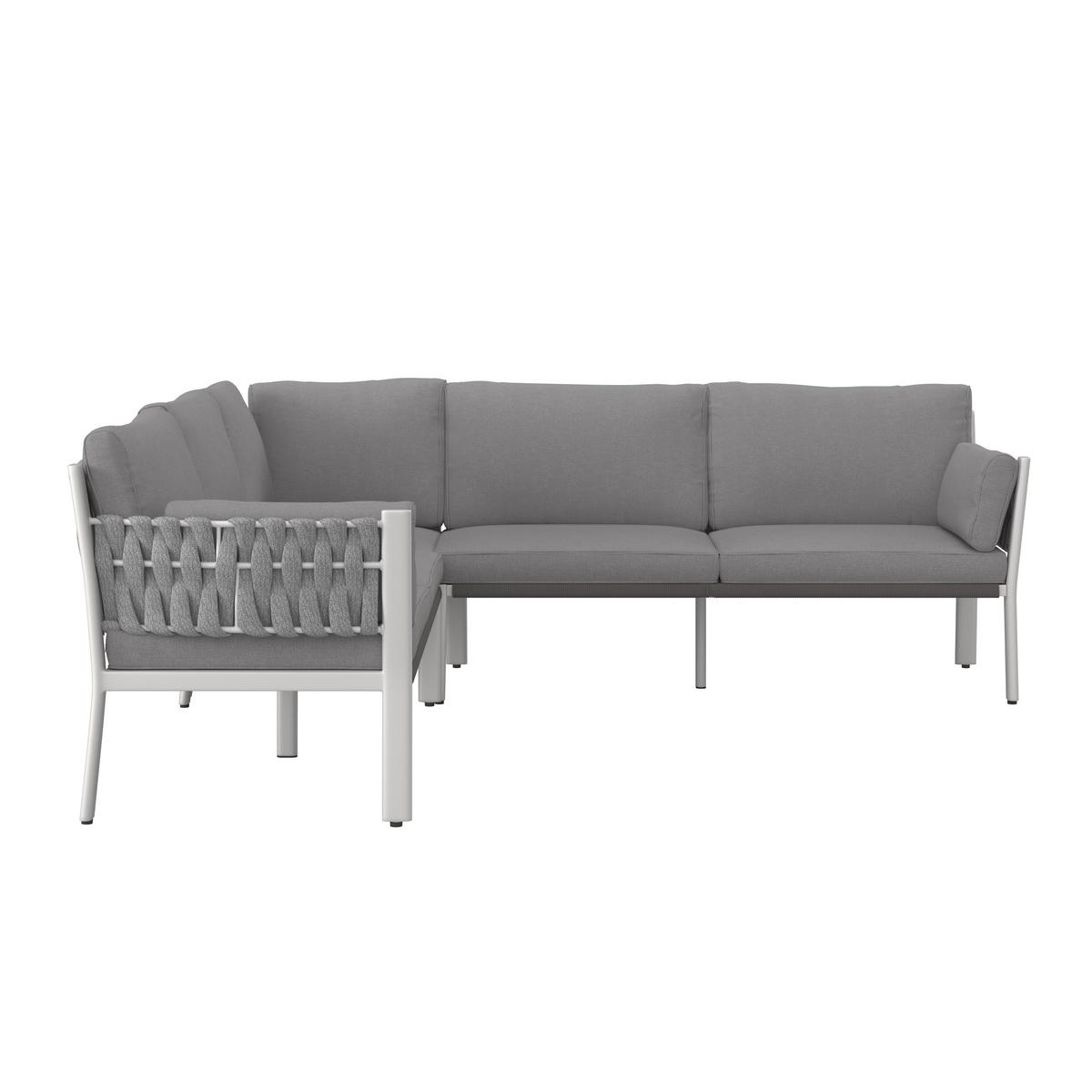 JÍDELNÍ TERASOVÁ SOUPRAVA ELISA - bílá/světle šedá, Moderní, kov/textil (238/74/75cm) - Bessagi Garden