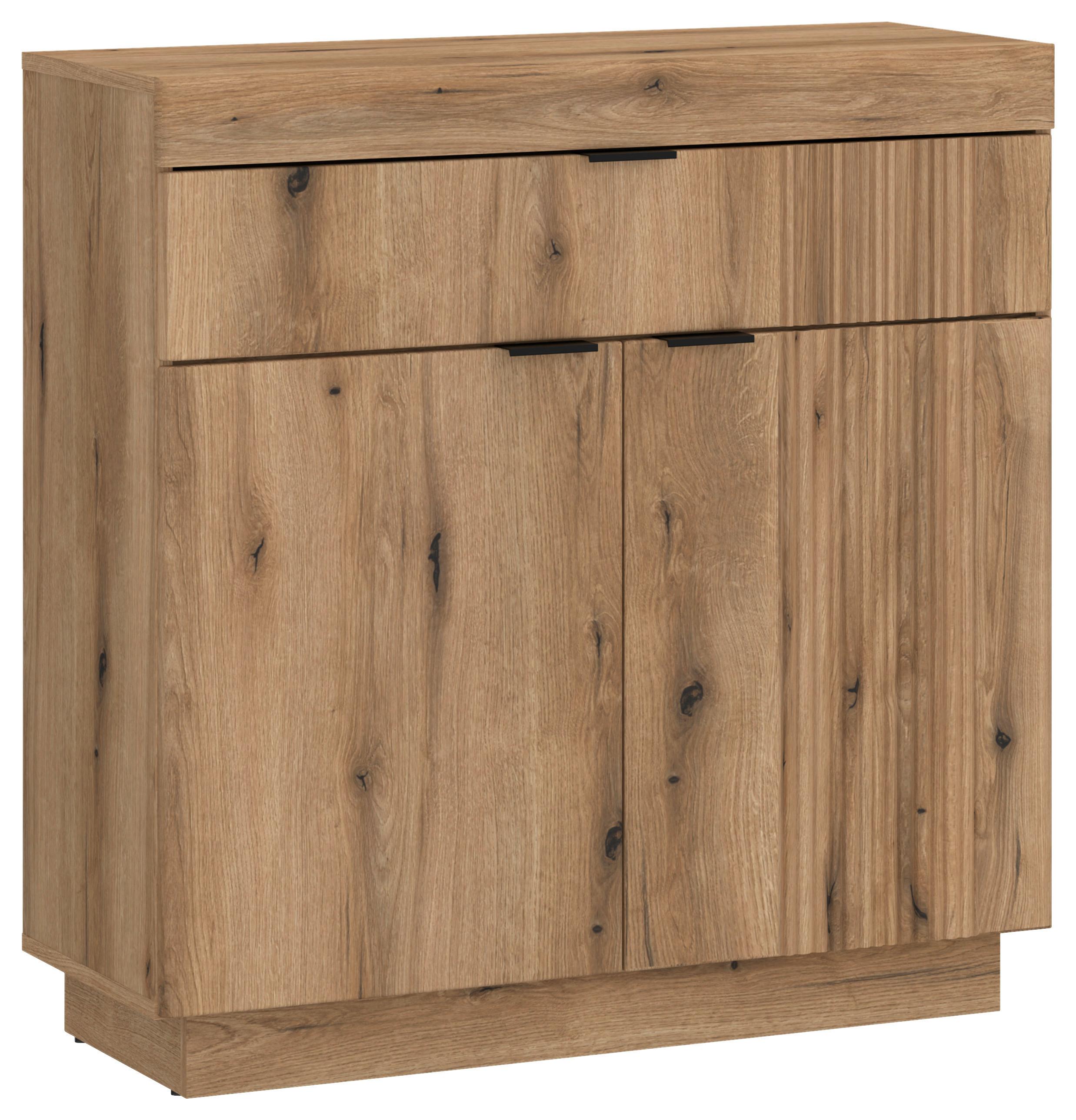 Kommode Delamar Eichefarben Dekor B: 88,2 Cm - Eichefarben/Schwarz, Trend, Holzwerkstoff (88,2/92,5/39,6cm)