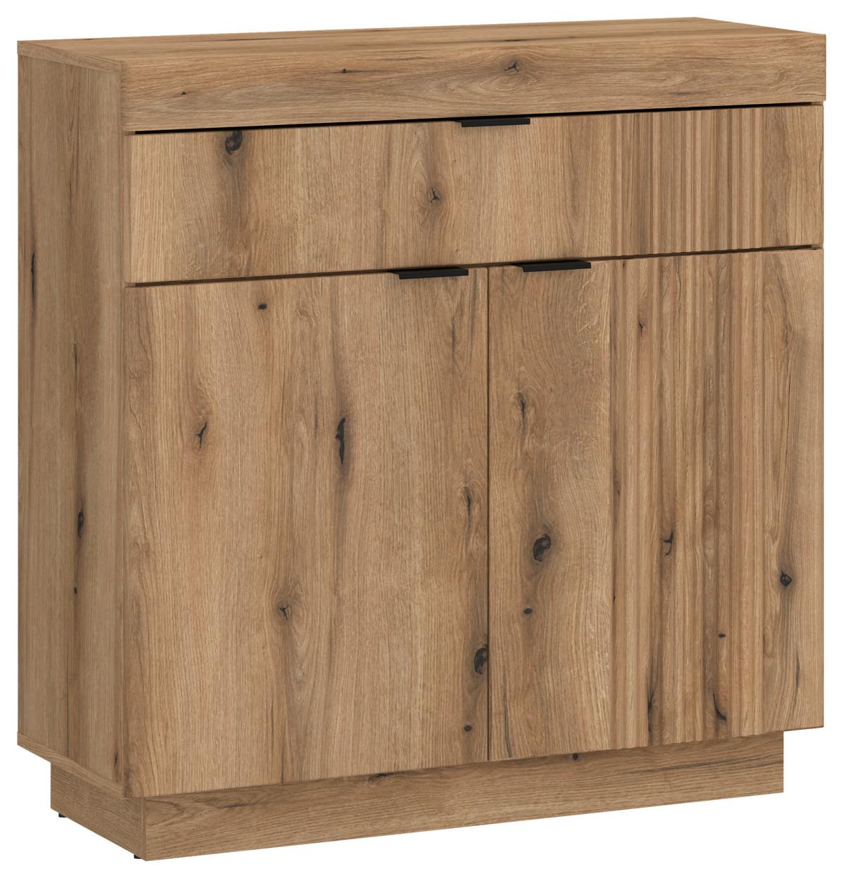 Kommode Delamar Eichefarben Dekor B: 88,2 cm - Eichefarben/Schwarz, Trend, Holzwerkstoff (88,2/92,5/39,6cm)