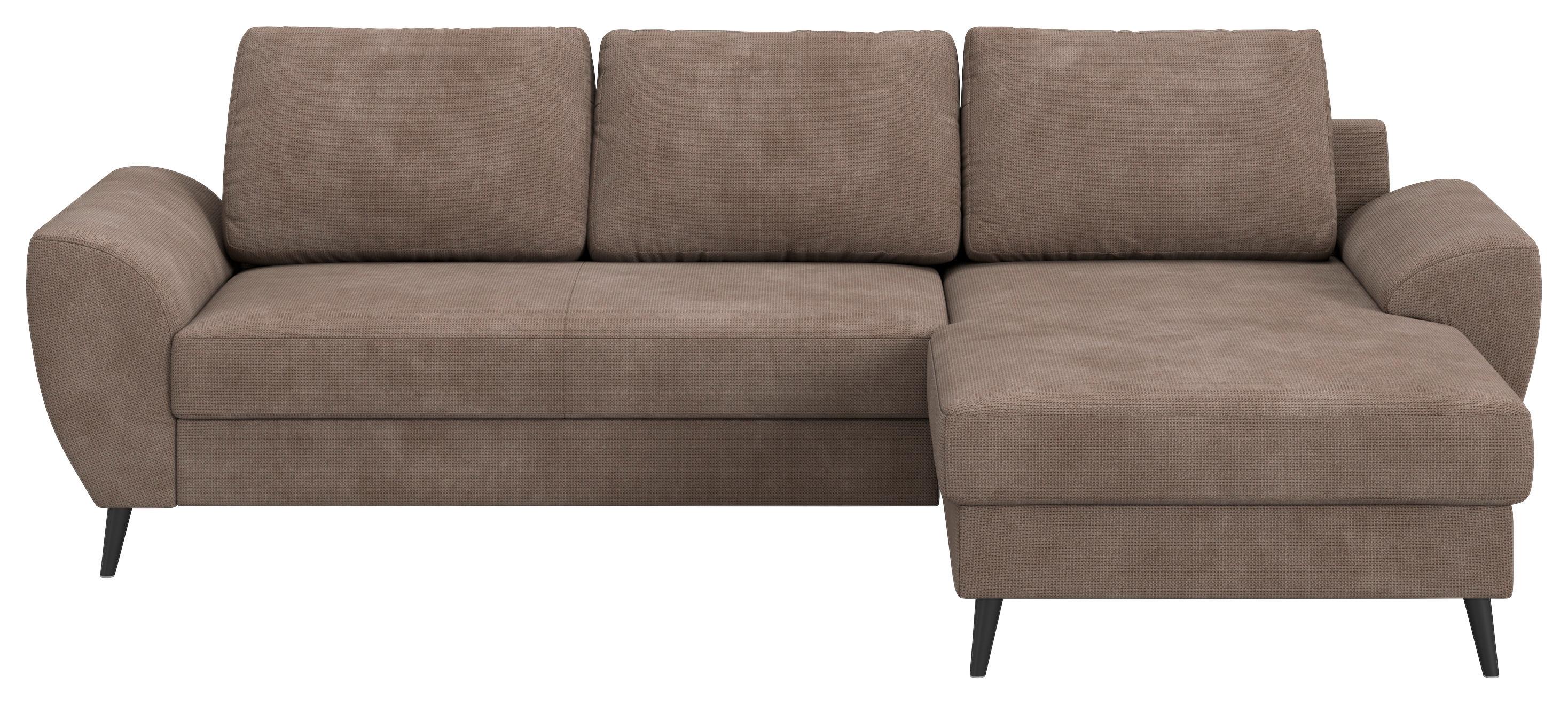 Ecksofa mit Bettfunktion Terra Chenille taupe, B: 255cm - Taupe/Schwarz, Trend, Textil (255/154cm) - MID.YOU