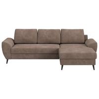 Ecksofa mit Bettfunktion Terra Chenille taupe, B: 255cm - Taupe/Schwarz, Trend, Textil (255/154cm) - MID.YOU