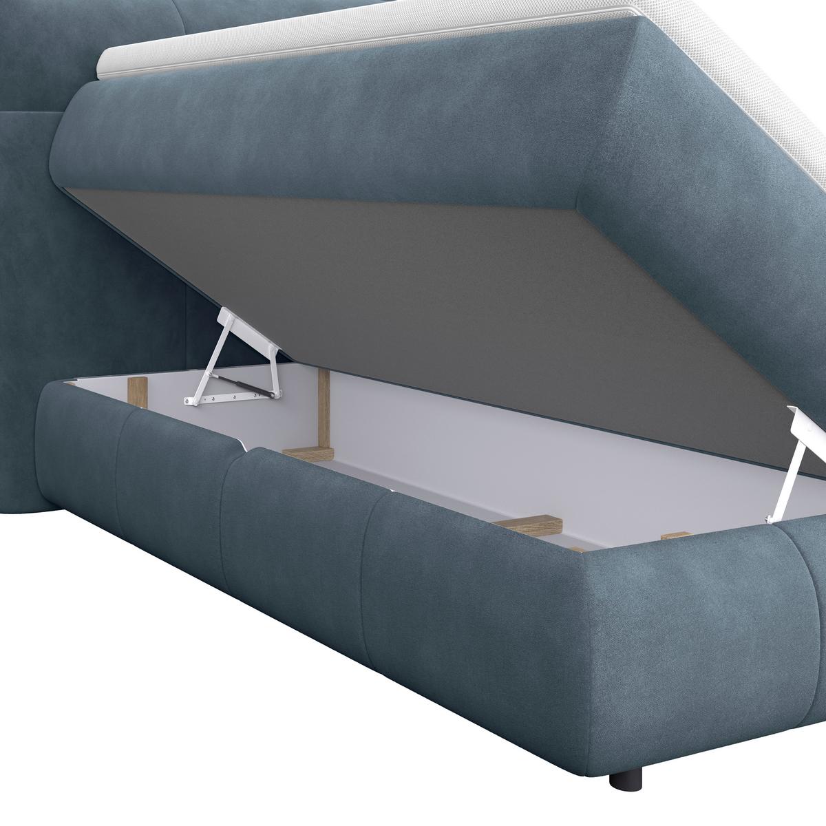 Boxspringbett Carmelo Blaugrün 140x200 cm H4 - Schwarz/Grün, Trend, Textil (140/200cm)