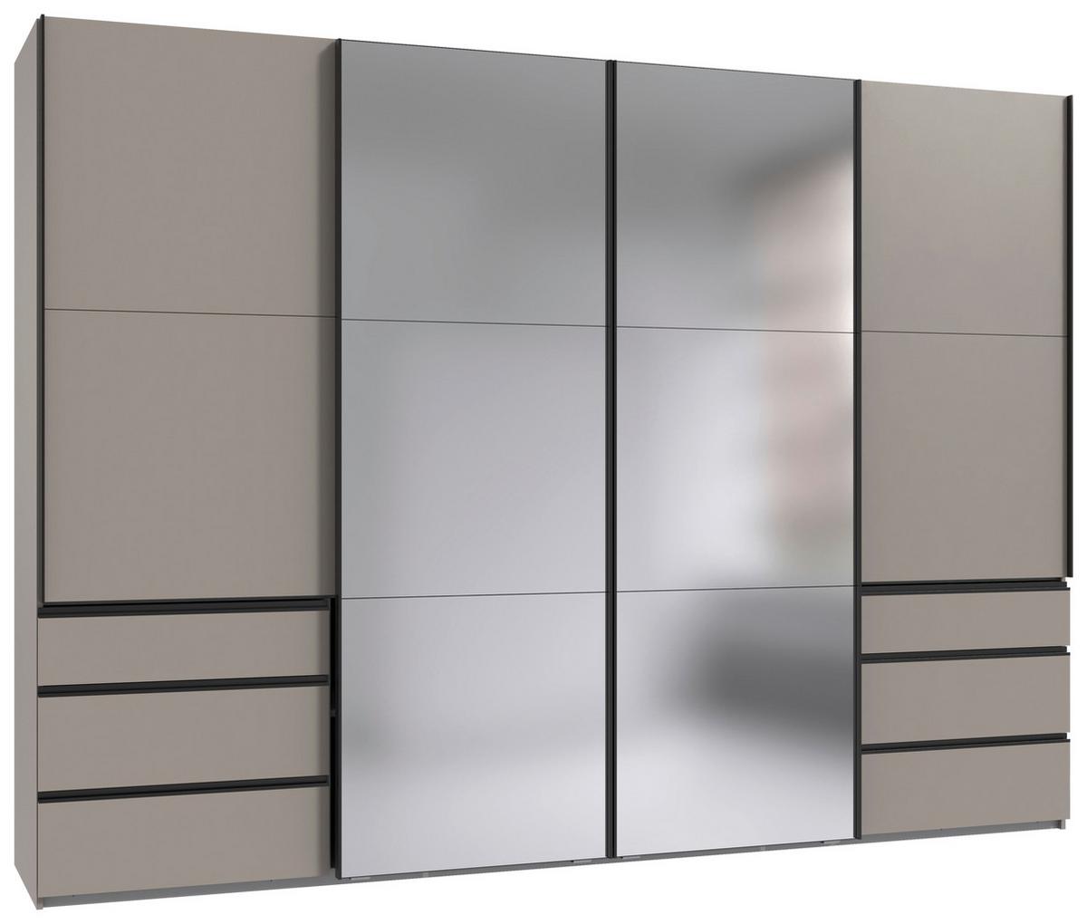 Schwebetürenschrank Level 36 A Grau Dekor/Spiegel, B: 300cm - Sahara, MODERN, Glas/Holzwerkstoff (300/216/65cm) - MID.YOU