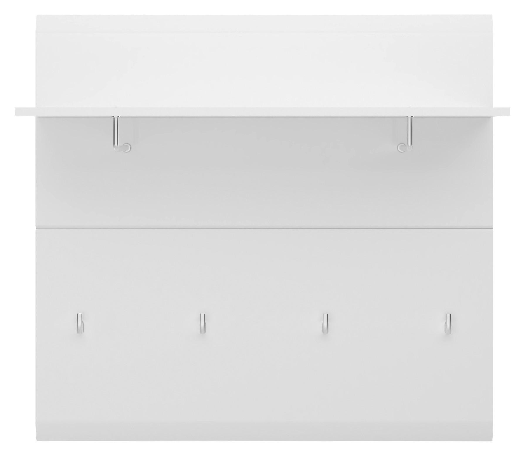 Garderobenpaneel Merano Weiß B: 96 cm - Weiß Hochglanz, MODERN, Holzwerkstoff (96/90/25cm)