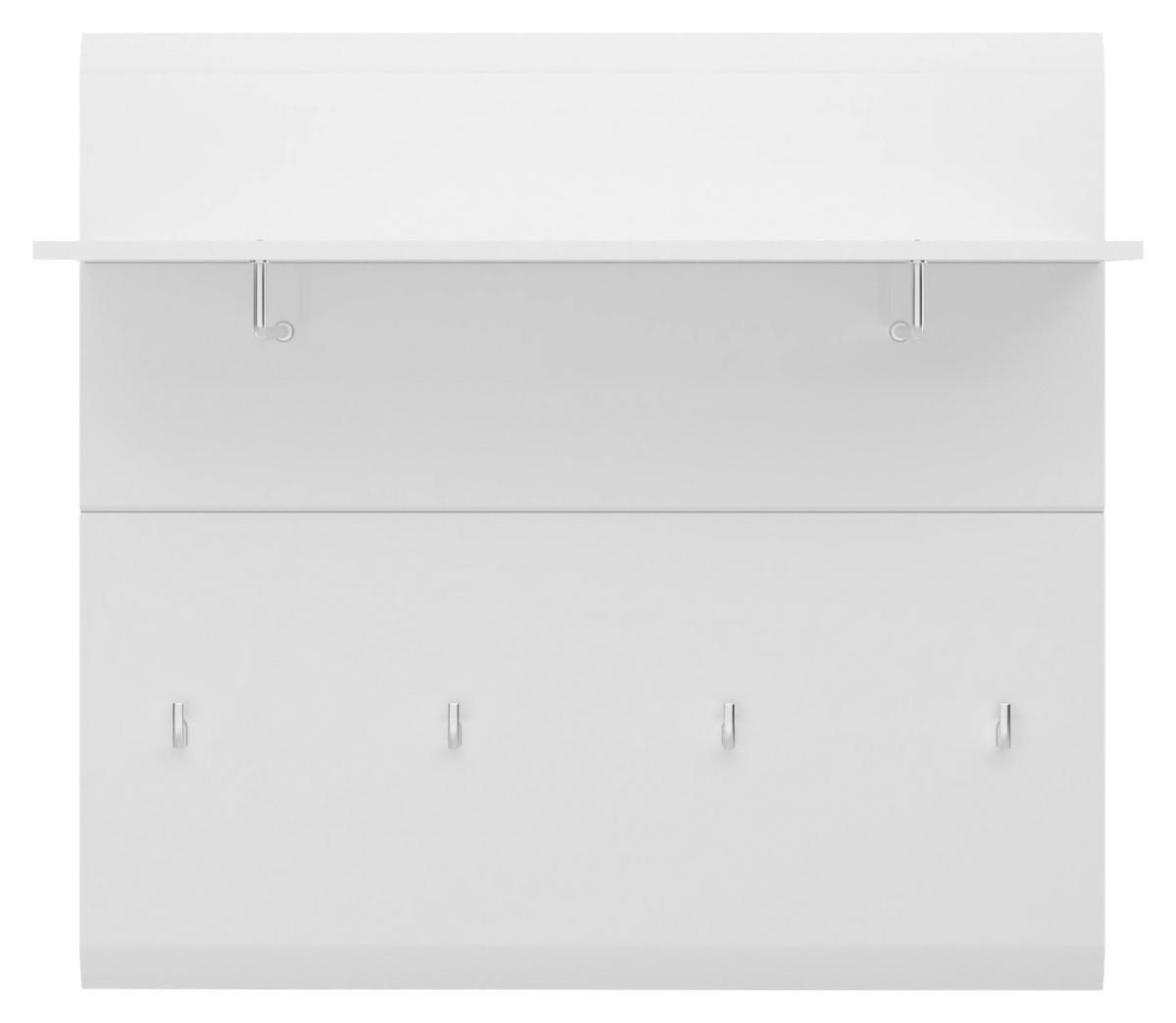 Garderobenpaneel Merano Weiß B: 96 Cm - Weiß Hochglanz, MODERN, Holzwerkstoff (96/90/25cm)