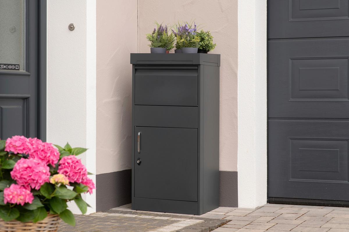 Paketbox Piet - Anthrazit, KONVENTIONELL, Metall (37/50/105cm)