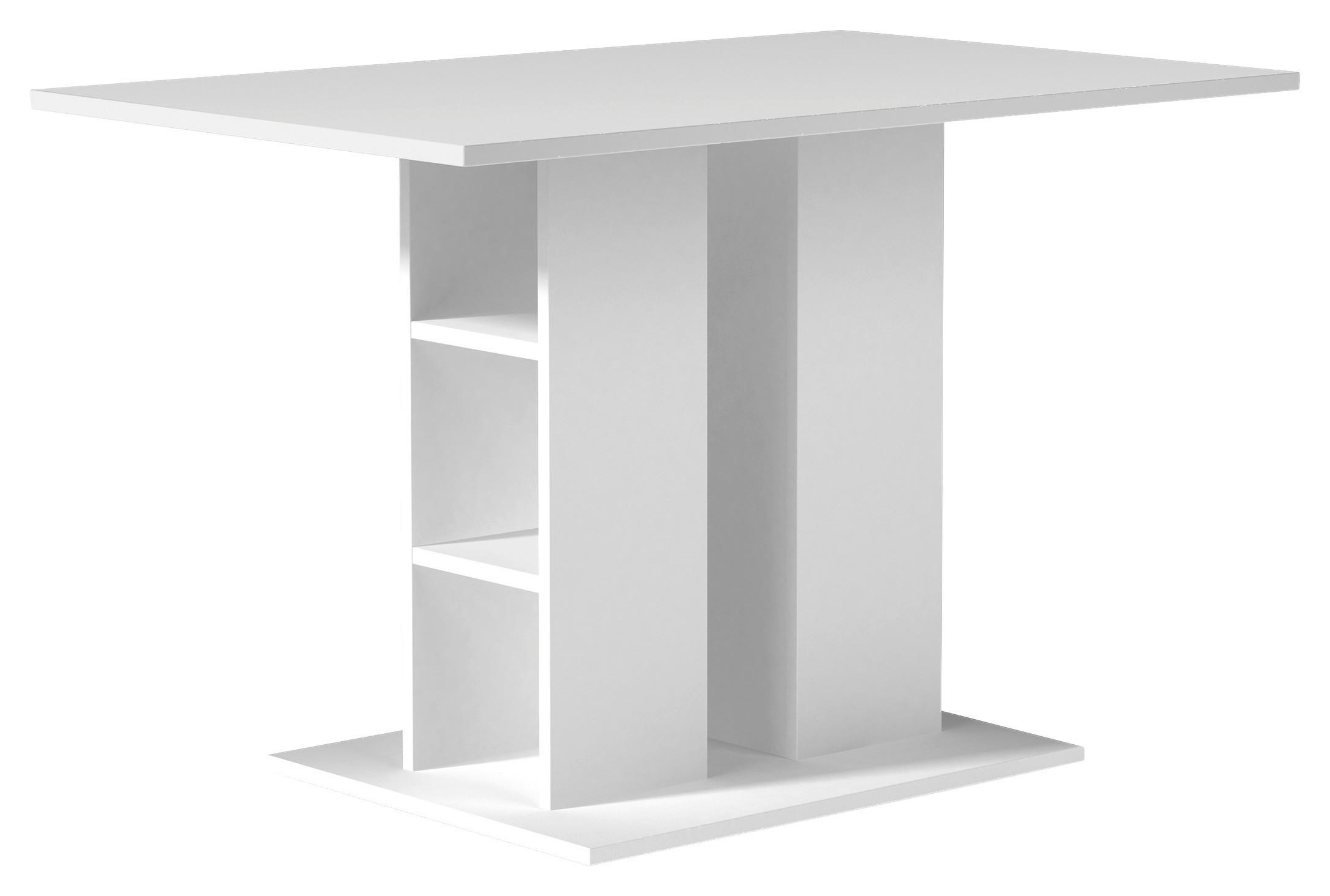 Esstisch Mit Stauraum Mattis 110x70 cm Weiß - Weiß, MODERN, Holzwerkstoff (70/110/75cm) - MID.YOU