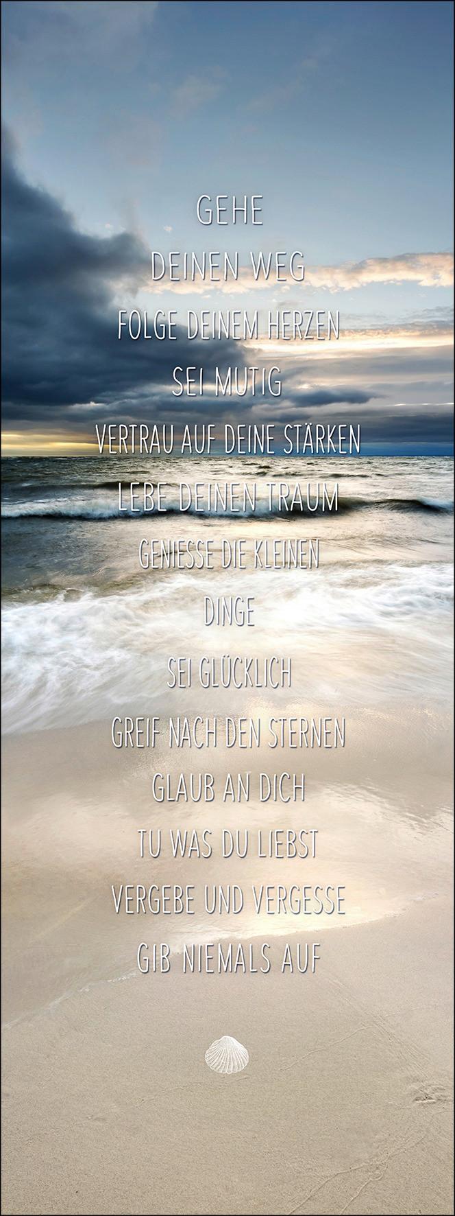 Leinwandbild Geh Deinen Weg Meermotiv Mit Spruch 27x77 Cm - Blau/Beige, Basics, Holzwerkstoff (27/77/2cm)