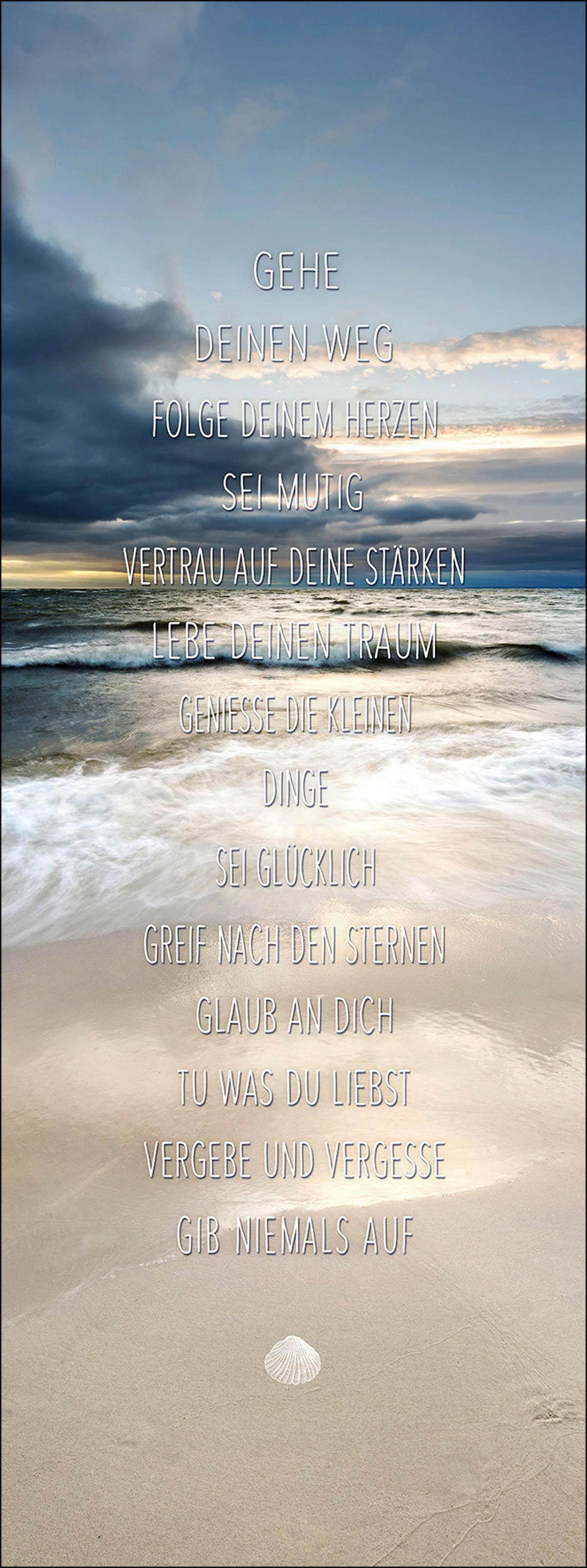 Leinwandbild Geh Deinen Weg Meermotiv Mit Spruch 27x77 cm - Blau/Beige, Basics, Holzwerkstoff (27/77/2cm)