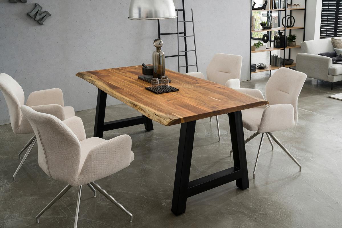 Esstisch Naturfarben/schwarz B: 140 Cm - Schwarz/Naturfarben, MODERN, Holz/Metall (140/80/76,5cm) - Livetastic