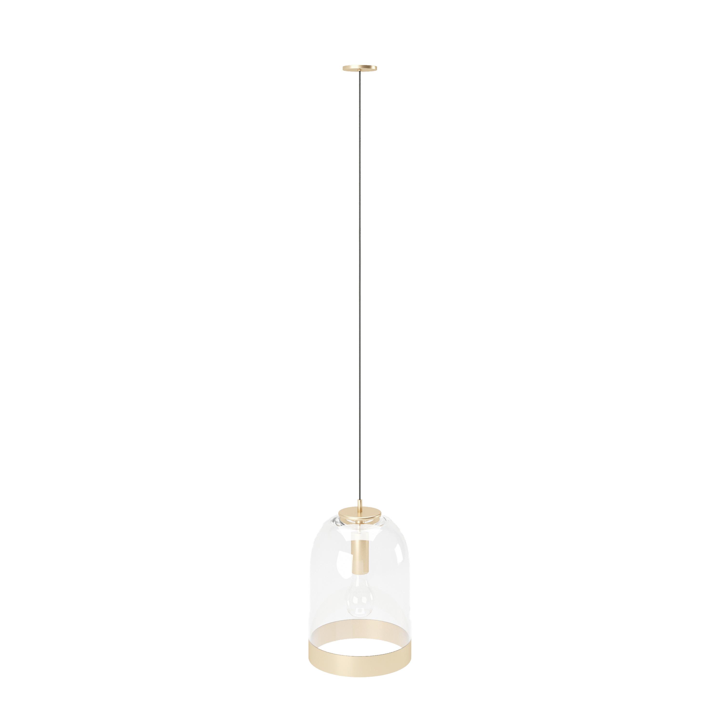 Höngeleuchte Liza H: 32,5 cm runder Schirm - Transparent/Goldfarben, Basics, Glas/Metall (25,5/32,5/25,5cm) - Playboy